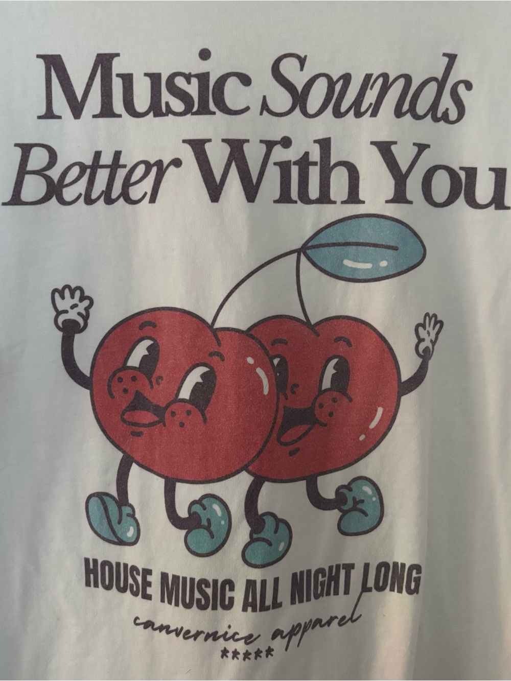 House Music Graphic tee cherries Canvernice large rave festival streetwear - Picture 2 of 8